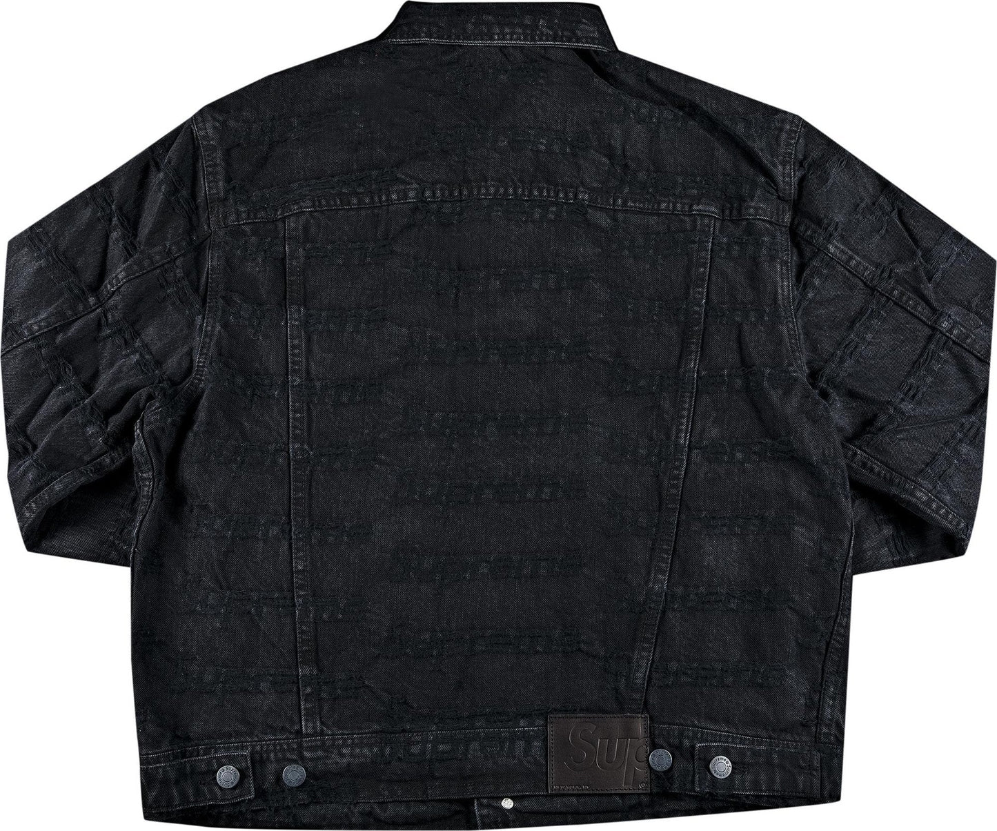 Supreme Frayed Logos Denim Trucker Jacket Blue/Black lg660233441711