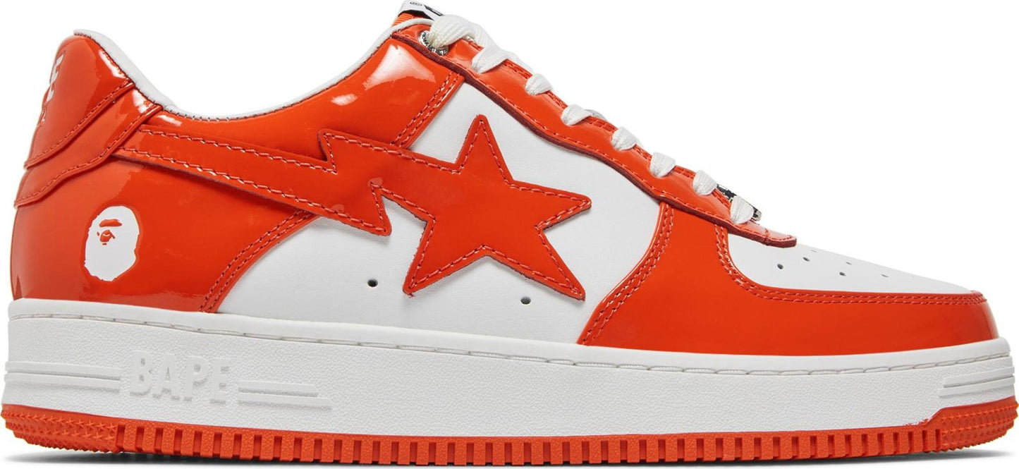 A Bathing Ape Bape Sta Patent Leather Orange White