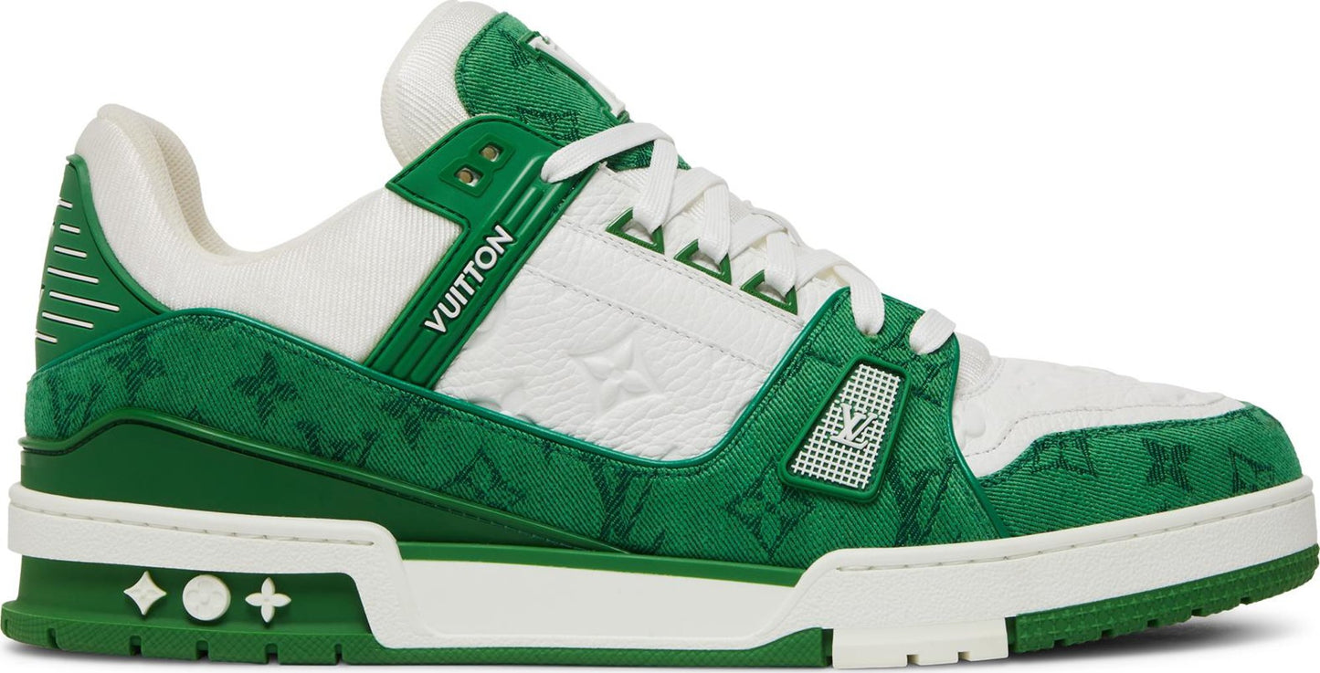 Louis Vuitton Trainer Green Monogram Denim White