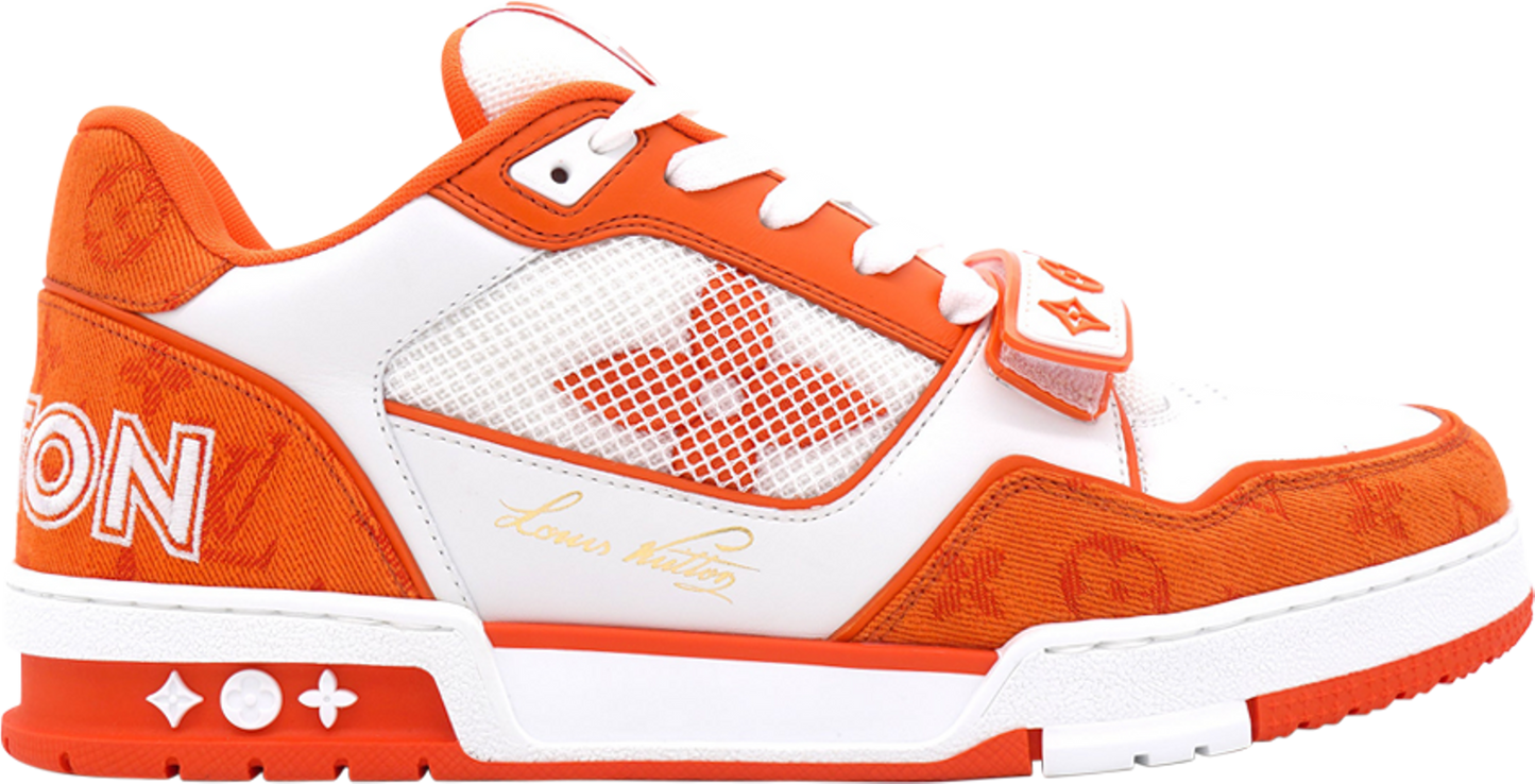 Louis Vuitton Trainer Orange Monogram Denim White