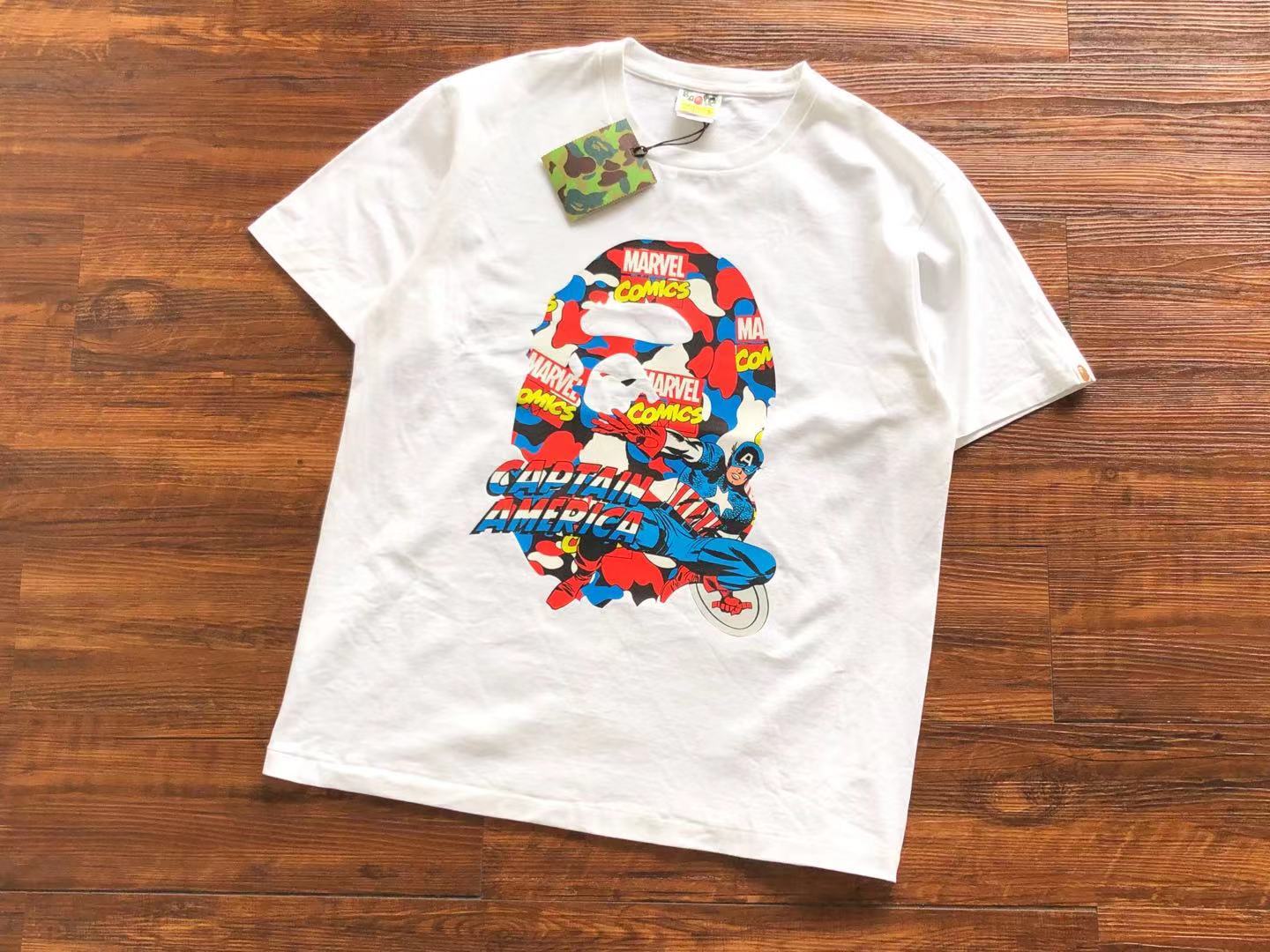 Bathing Ape Bape Tee Marvel Captain America 203 Hk471980