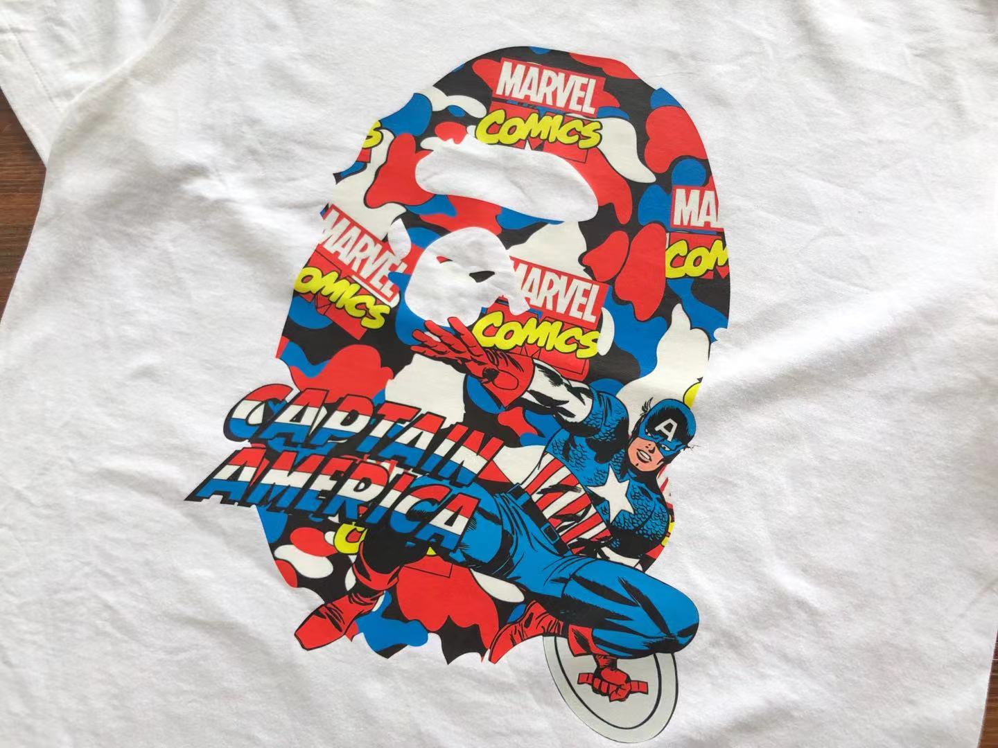 Bathing Ape Bape Tee Marvel Captain America 203 Hk471980